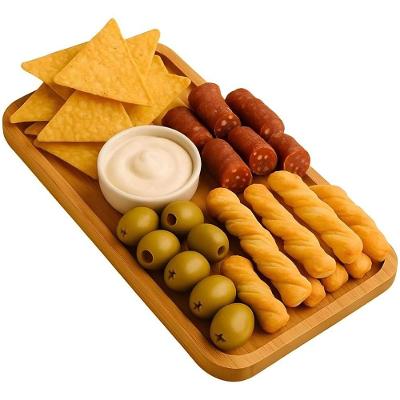 Petisqueira Bambu Retangular Bandeja Petiscos Aperitivos Frios 26cm