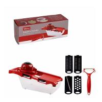 Jogo 6 Peças Ralador E Fatiador De Alimentos Com 4 Lâminas - Vermalha - 1