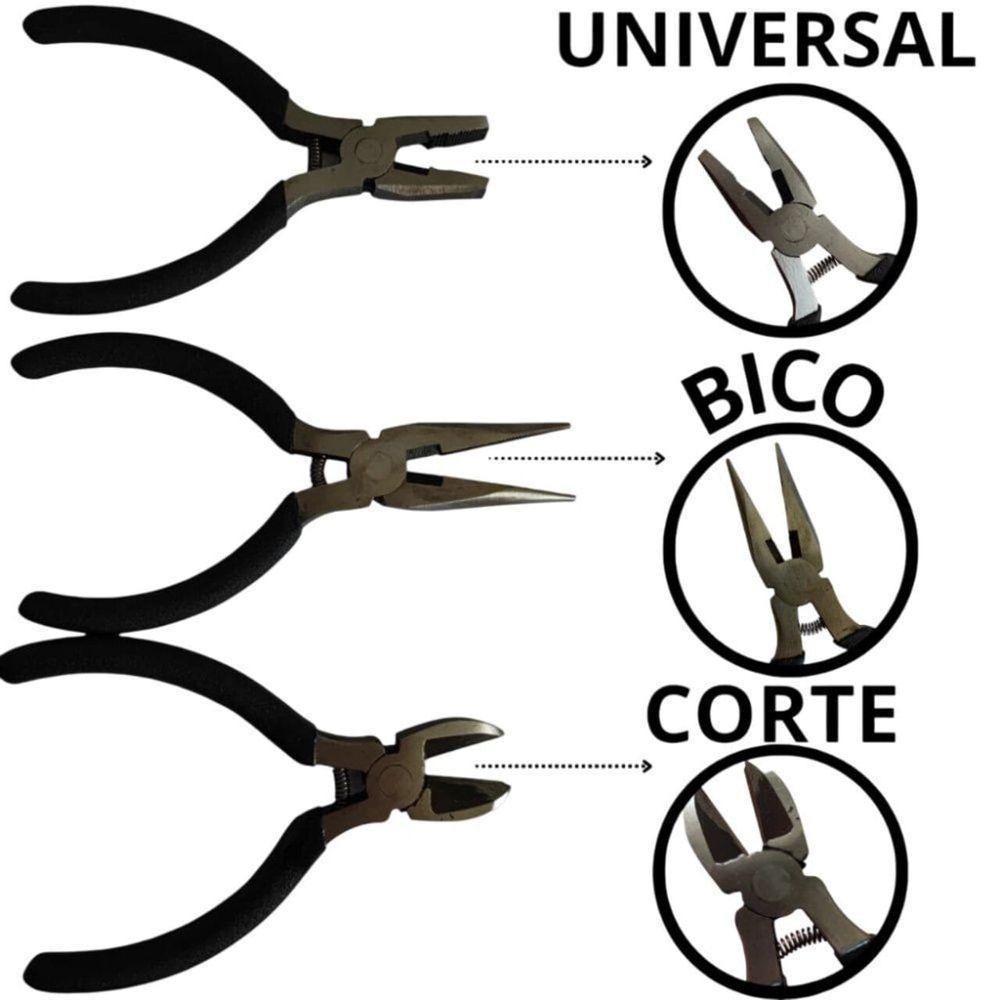 Jogo 3 Mini Alicates 4,5 De Precisão Durável - 2