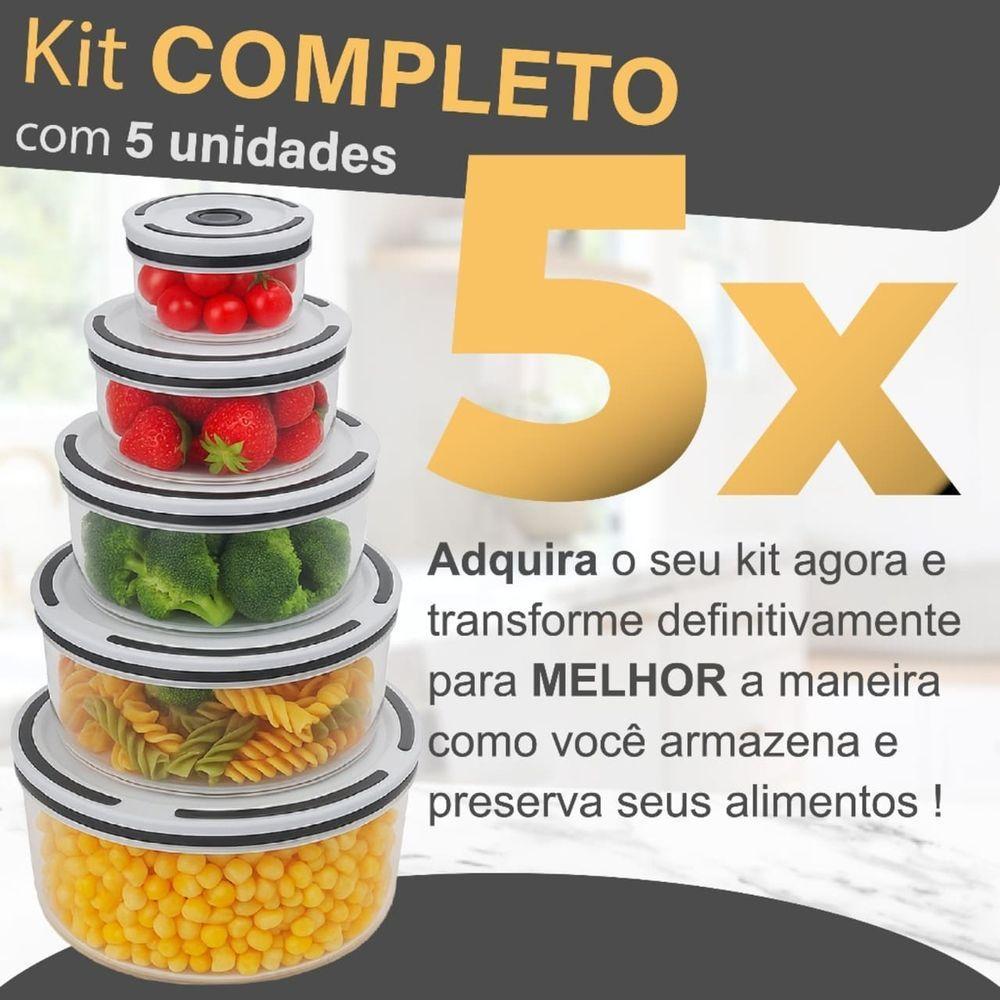 Kit Conjunto 5 Tigelas Potes Herméticos De Plástico Inquebrável Com Tampa De Vedação - 3