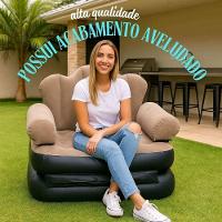 Poltrona E Sofá Cama Inflável Superfície Aveludada Com Bomba Suporta Até 100kg - 3