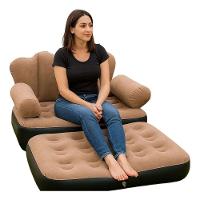 Poltrona E Sofá Cama Inflável Superfície Aveludada Com Bomba Suporta Até 100kg - 6