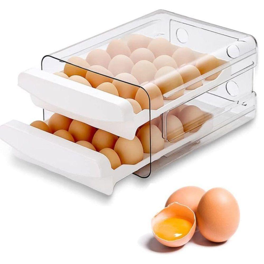 Porta Ovos Acrilico Organizador Geladeira Gaveteiro Duplo Capacidade De 32 Ovos - 1
