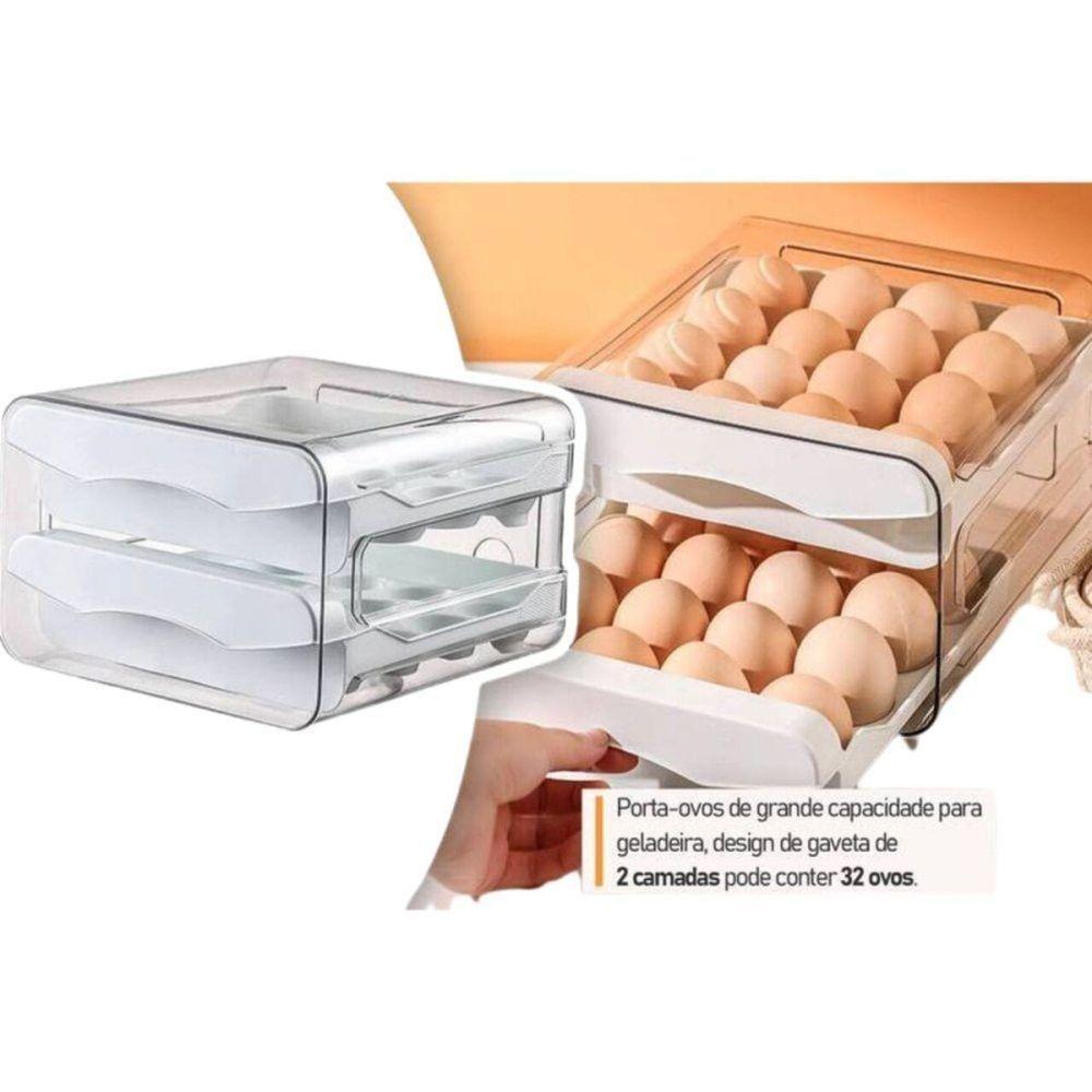 Porta Ovos Acrilico Organizador Geladeira Gaveteiro Duplo Capacidade De 32 Ovos - 5