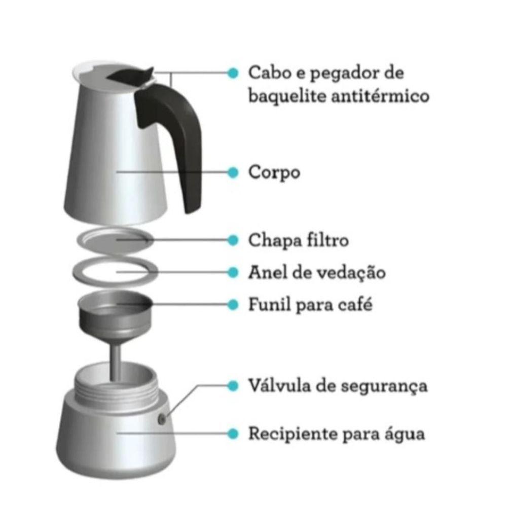 Cafeteira Italiana Em Inox Café Expresso Encorpado 4 Xícaras 200ml - 3