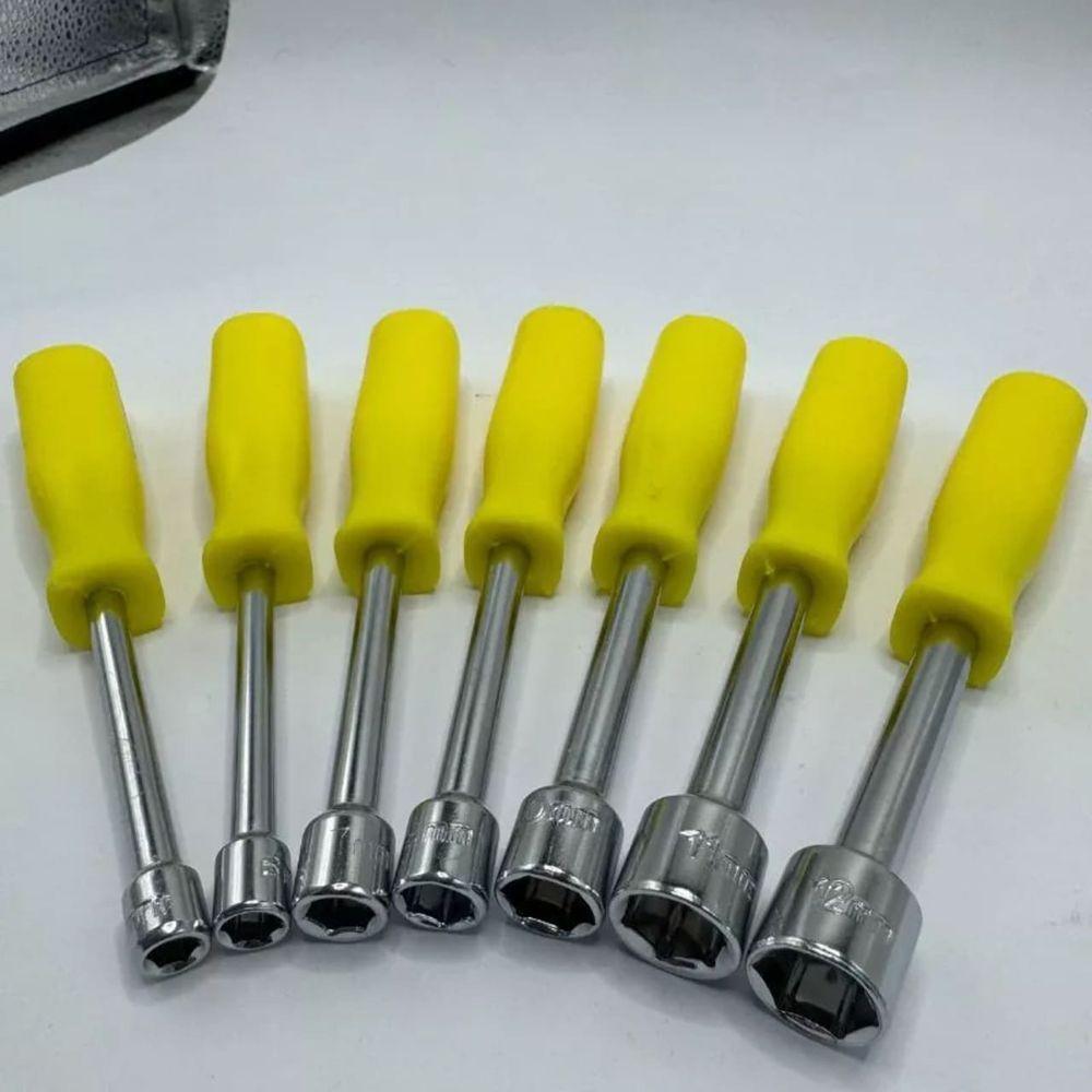 Kit Jogo De Chave Canhão 7 Unidades Profissional Aço Cromo 5 A 12 Cabo Resistente - 3