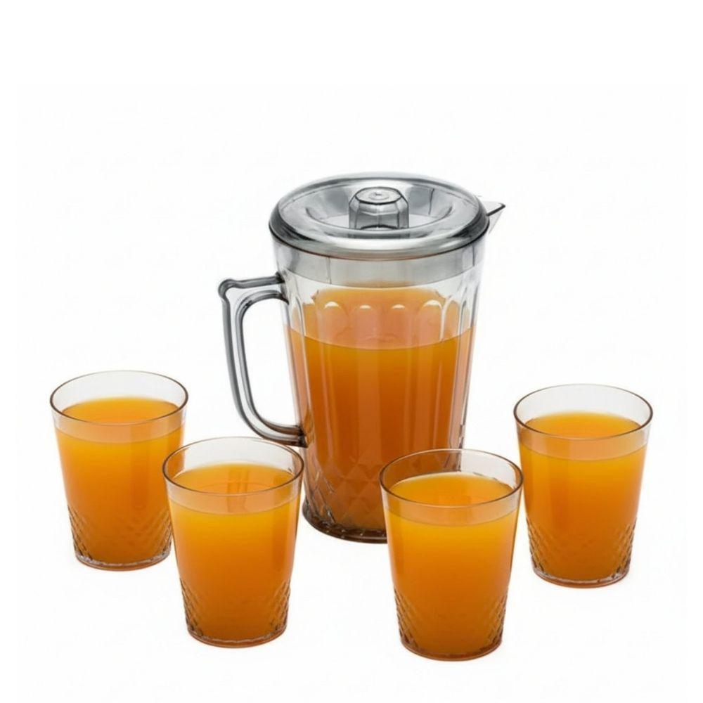 Kit Jarra Com 4 Copos Conjunto Acrílico água E Suco - 1