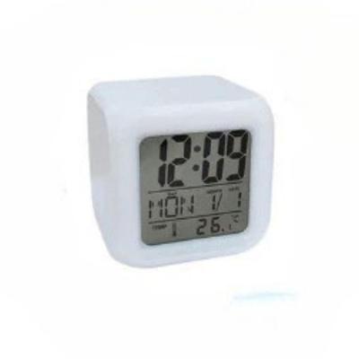 Mini Relógio Despertador Digital Branco