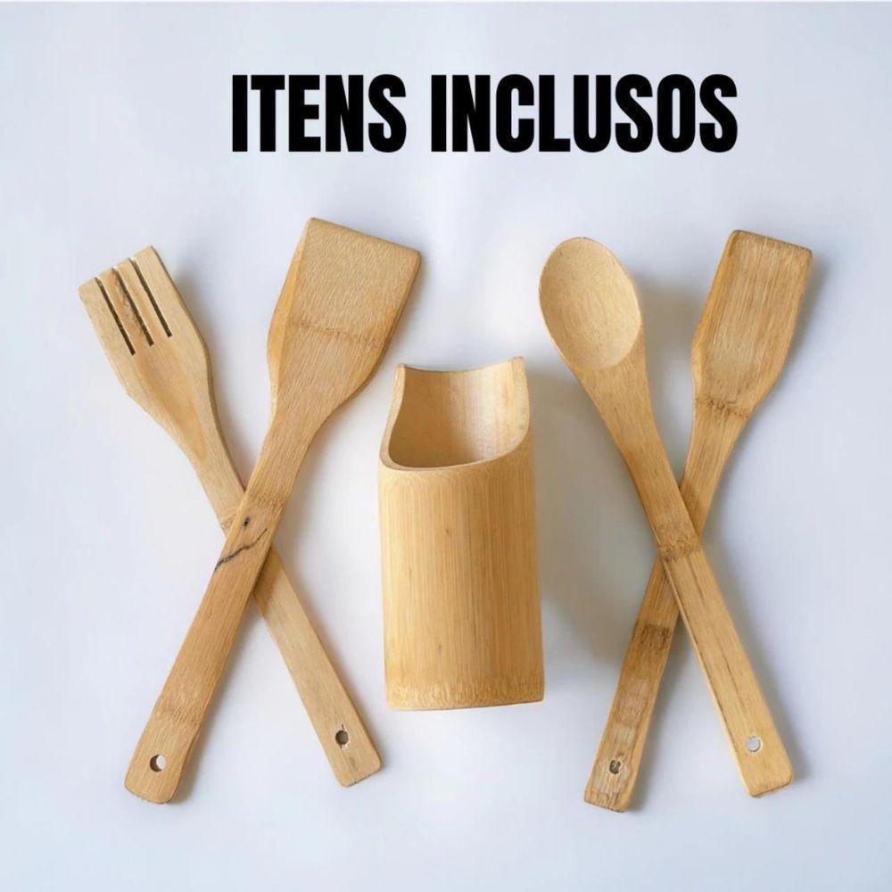 Kit 5 Peças Utensílio De Cozinha De Bambu - 3