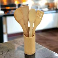Kit 5 Peças Utensílio De Cozinha De Bambu - 2