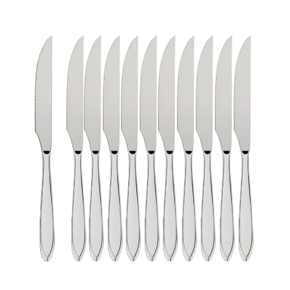 Kit 12 Facas De Mesa Premium Aço Inox Restaurante Buffet Casamento Cozinha Refeições - 1