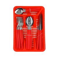 Kit Jogo De Faqueiro 25 Peças Com Porta Talheres Vermelha - 2