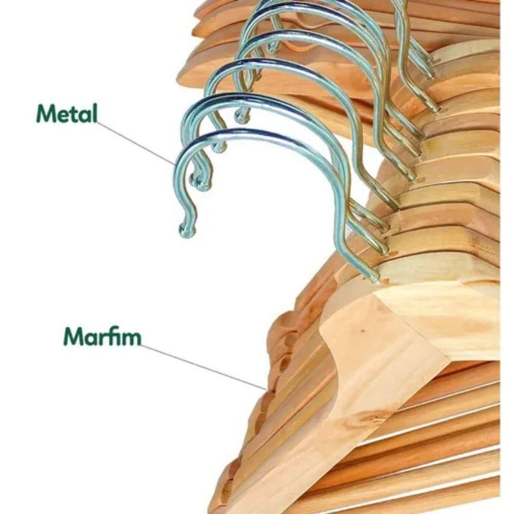 Kit 3 Unidades Cabide De Madeira Jogo 44x22cm - 2