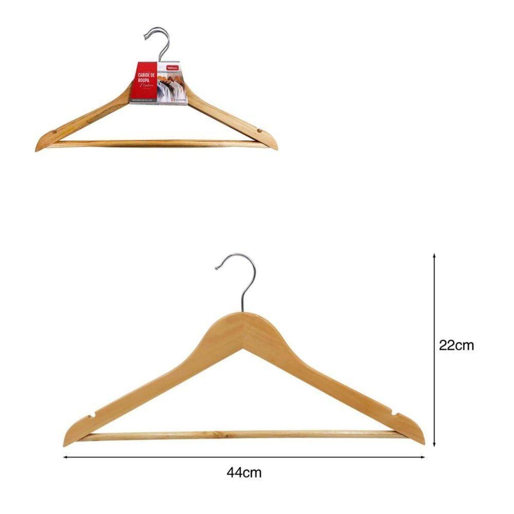 Kit 3 Unidades Cabide De Madeira Jogo 44x22cm - 3