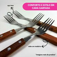 Kit 12 Garfos De Mesa Com Cabo De Madeira - 2