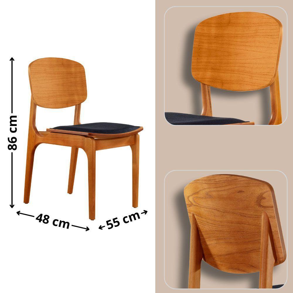 Mesa 120 Laminado Com 4 Cadeiras Malta Gold Moderna Mobília Linho Preto / Imbuia Nat. - 3