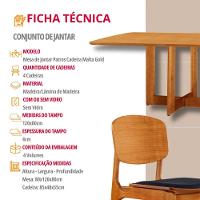 Mesa 120 Laminado Com 4 Cadeiras Malta Gold Moderna Mobília Linho Preto / Imbuia Nat. - 6