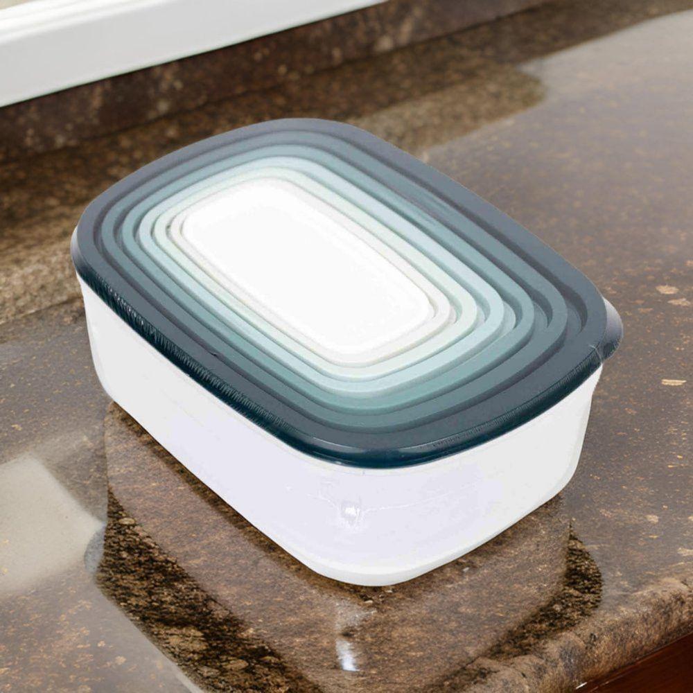 Conjunto 7 Potes Quadrado De Plástico Com Tampa - 4