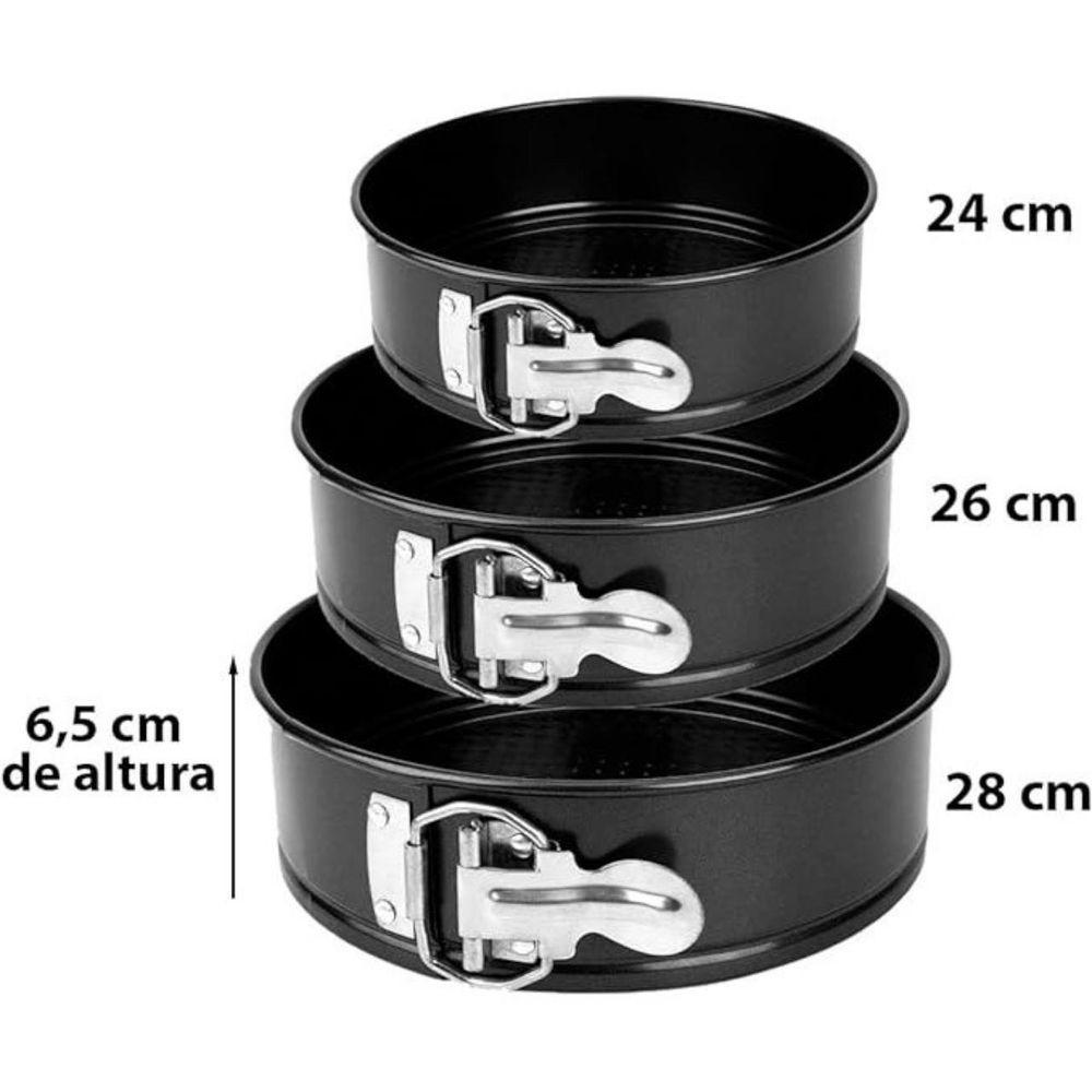 Formas Com Fundo Removível Kit 3 Formas Antiaderente Para Torta Bolo - 4