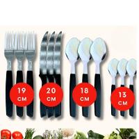 Kit 16 Peças Jogo De Talheres De Mesa Preto - 3