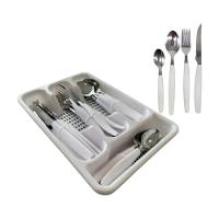 Kit Jogo De Faqueiro 25 Peças Com Porta Talheres Branco - 1