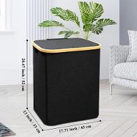 Cesto Organizador Multiuso Dobrável Com Tampa Resistente Roupa Suja Brinquedos - Preto - 5
