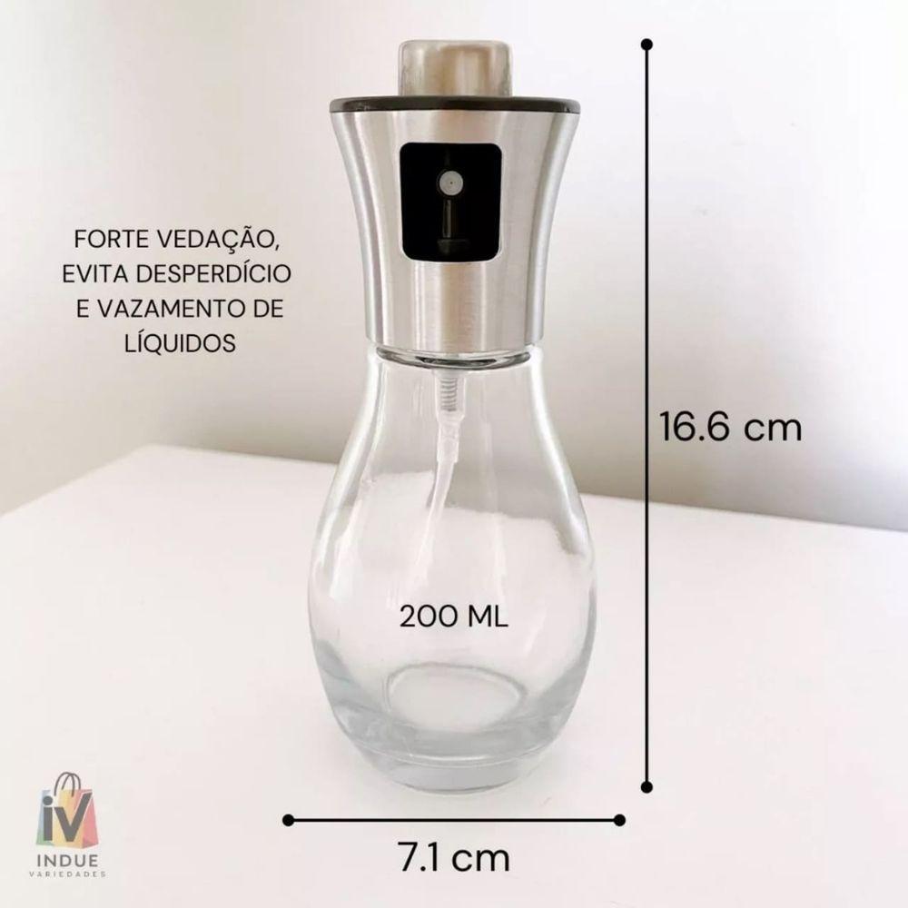Spray Borrifador Azeite Galheteiro Vidro Inox Pulverizador Vinagre Oleo 200ml Tempero Cozinha - 5