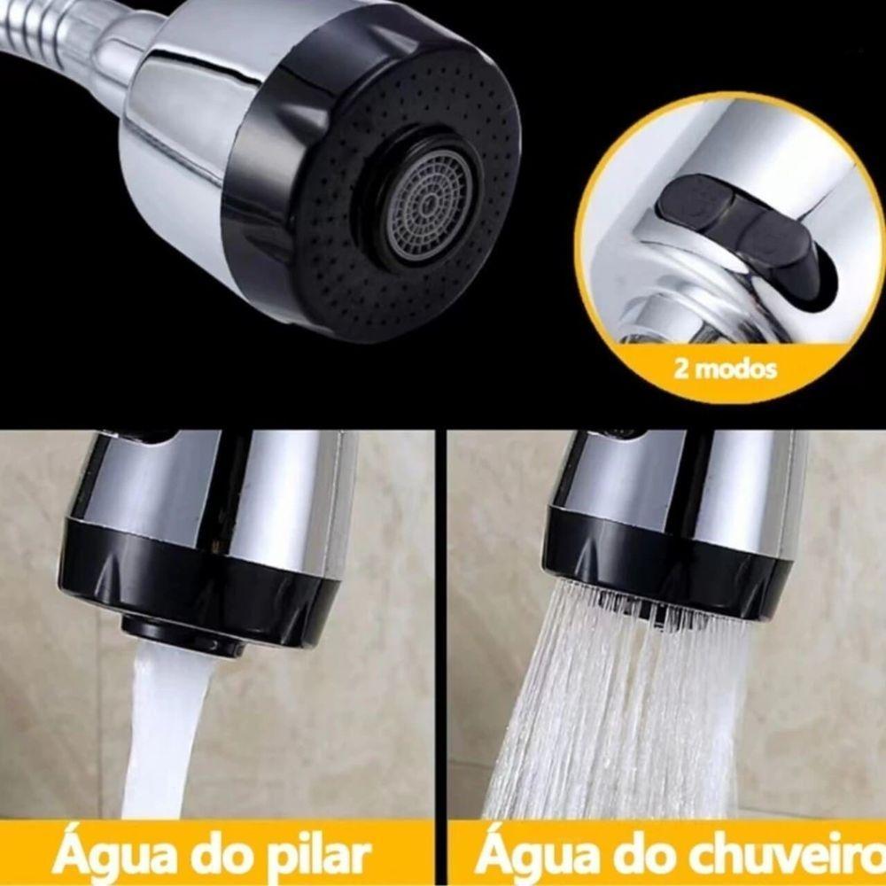 Torneira Gourmet Flexível De Parede Com Ducha Cromado Inox Rotação De 360° Cozinha Lavanderia - 2