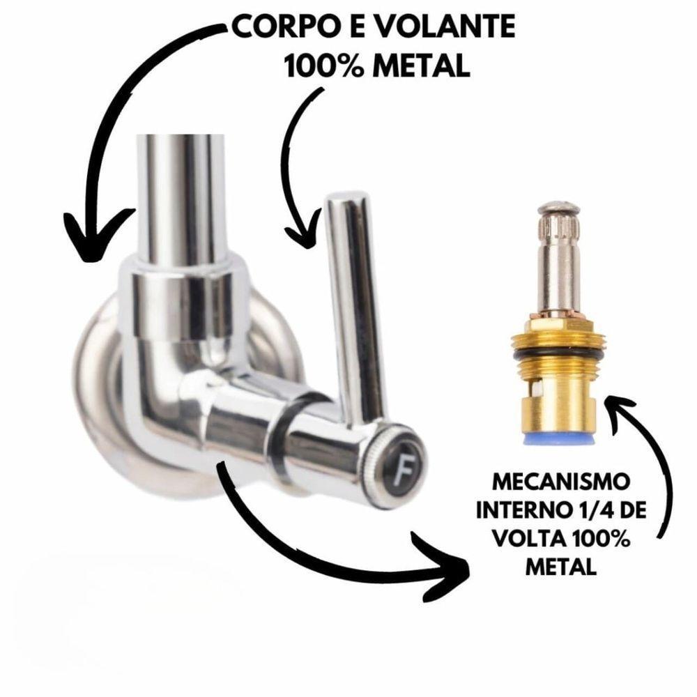 Torneira Gourmet Flexível De Parede Com Ducha Cromado Inox Rotação De 360° Cozinha Lavanderia - 5