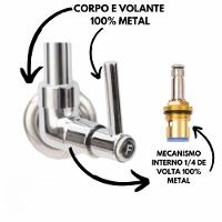 Torneira Gourmet Flexível De Parede Com Ducha Cromado Inox Rotação De 360° Cozinha Lavanderia - 5