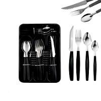 Kit Jogo De Faqueiro 25 Peças Com Porta Talheres Preto - 1