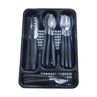 Kit Jogo De Faqueiro 25 Peças Com Porta Talheres Preto - 2