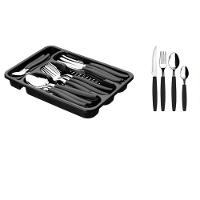 Kit Jogo De Faqueiro 25 Peças Com Porta Talheres Preto - 3