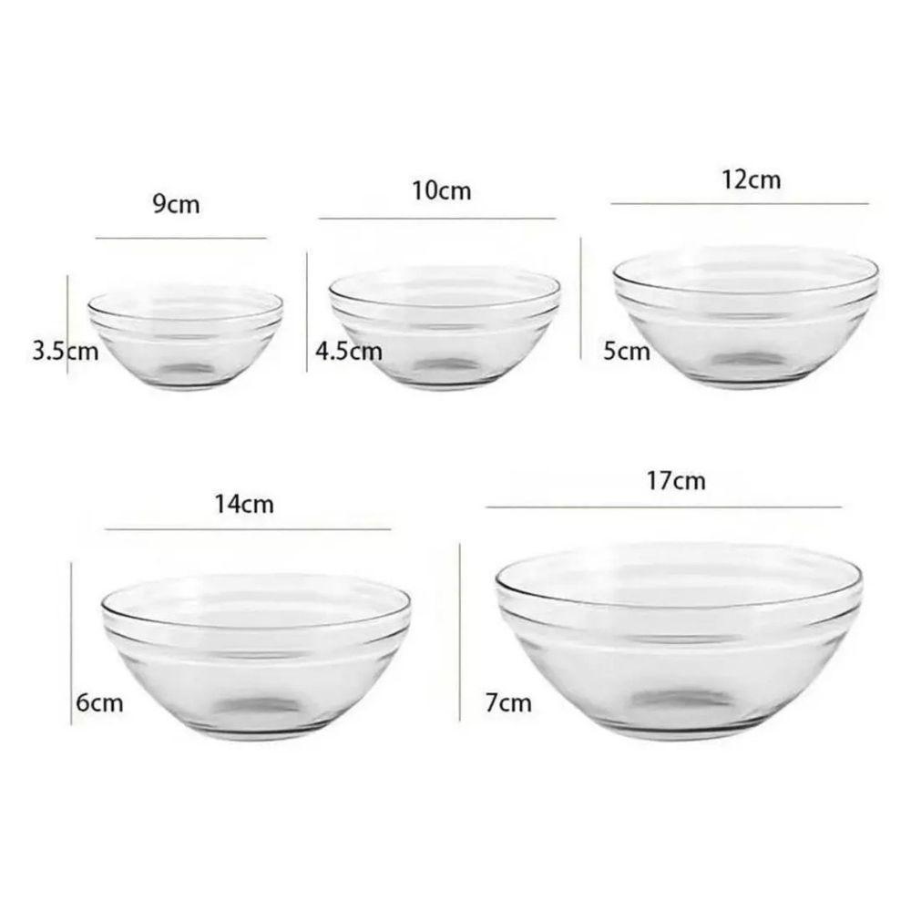 Kit 5 Potes De Vidro Redondos Com Tampa Plástica Conjunto De Tigelas Vidro Com Tampa - 4