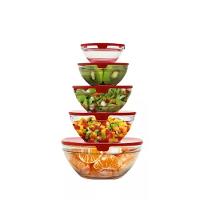 Kit 5 Potes De Vidro Redondos Com Tampa Plástica Conjunto De Tigelas Vidro Com Tampa - 1