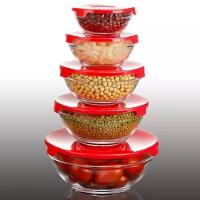 Kit 5 Potes De Vidro Redondos Com Tampa Plástica Conjunto De Tigelas Vidro Com Tampa - 2