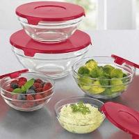 Kit 5 Potes De Vidro Redondos Com Tampa Plástica Conjunto De Tigelas Vidro Com Tampa - 3