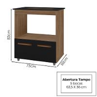 Balcao Com Tampo Cooktop 5 Bocas 75cm 9445 Savana Preto Mobbs - 3