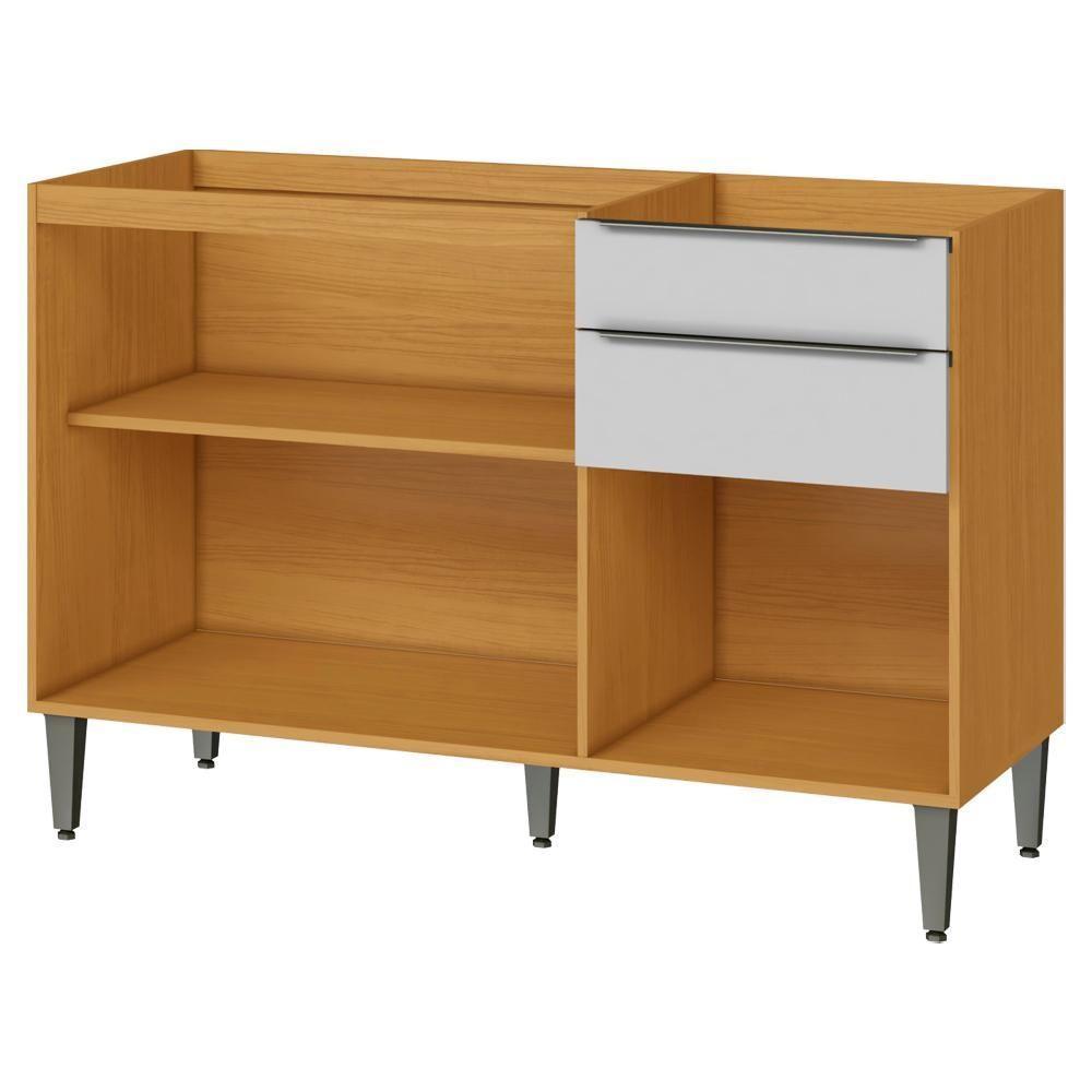 Balcao Para Pia 3 Portas 2 Gavetas 120 Cm Mdf 2006807 Cinamomo Branco Armoveis - 6