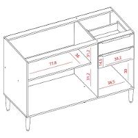 Balcao Para Pia 3 Portas 2 Gavetas 120 Cm Mdf 2006807 Cinamomo Branco Armoveis