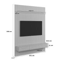 Conj. Painel Oslo Frisado Com Prateleira - Jequitiba + Bancada Bali 1.9 3 Gaveteiros - Off White - 3