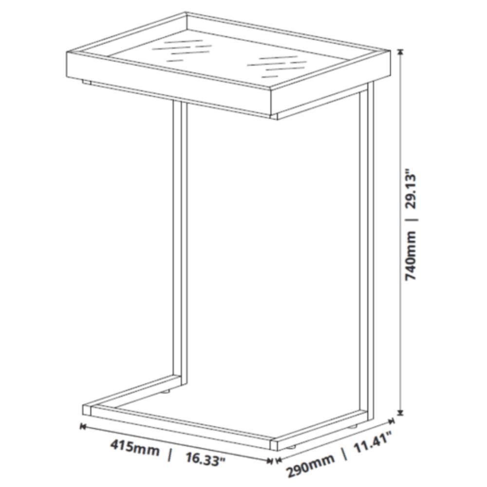 Mesa De Apoio Lateral Sala De Estar 4876 Perola Pé De Ferro Preto - 4