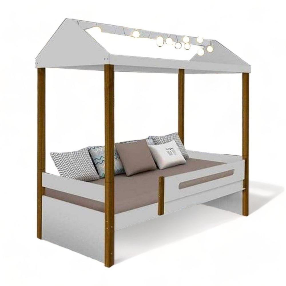 Cama Casa Solteiro Sara Branca Com Led - 1