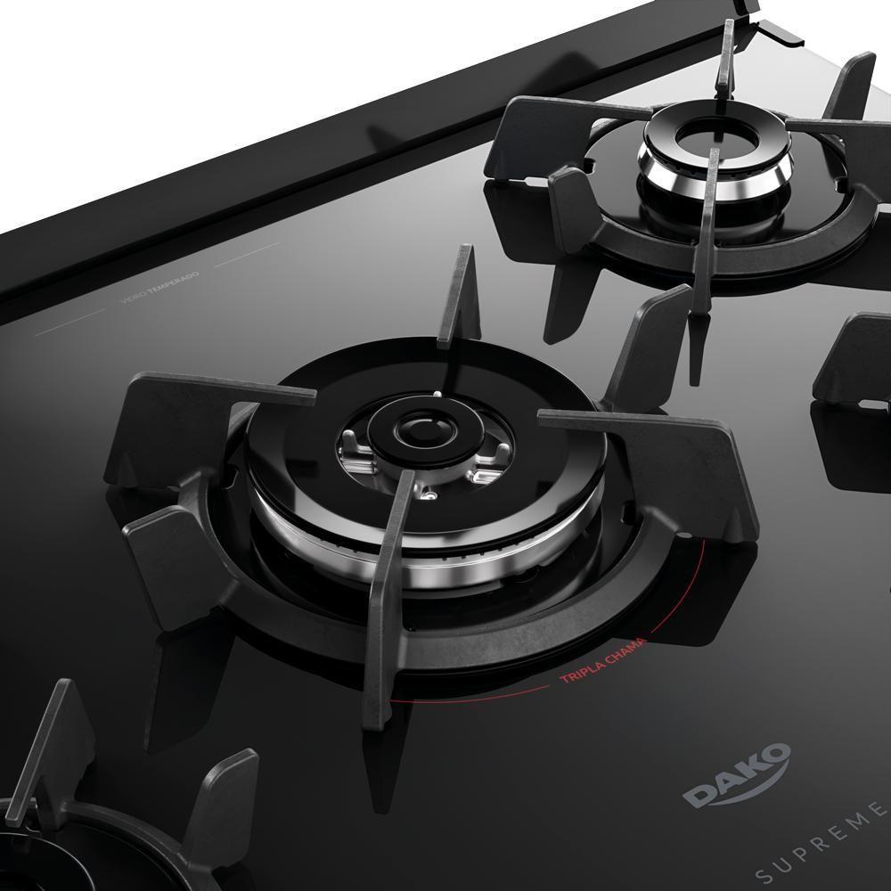 Fogão 5 Bocas Dako Supreme Black Glass Digital Bivolt - 5