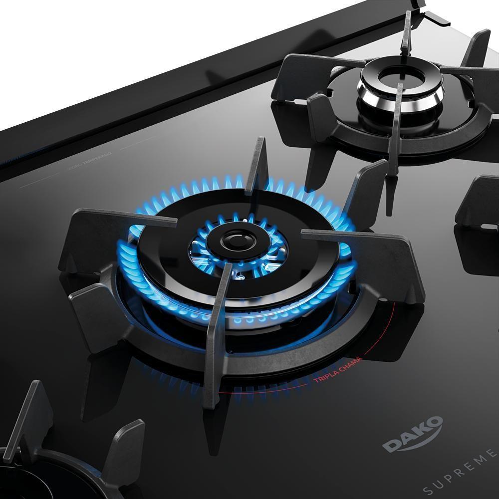 Fogão 5 Bocas Dako Supreme Black Glass Digital Bivolt - 7