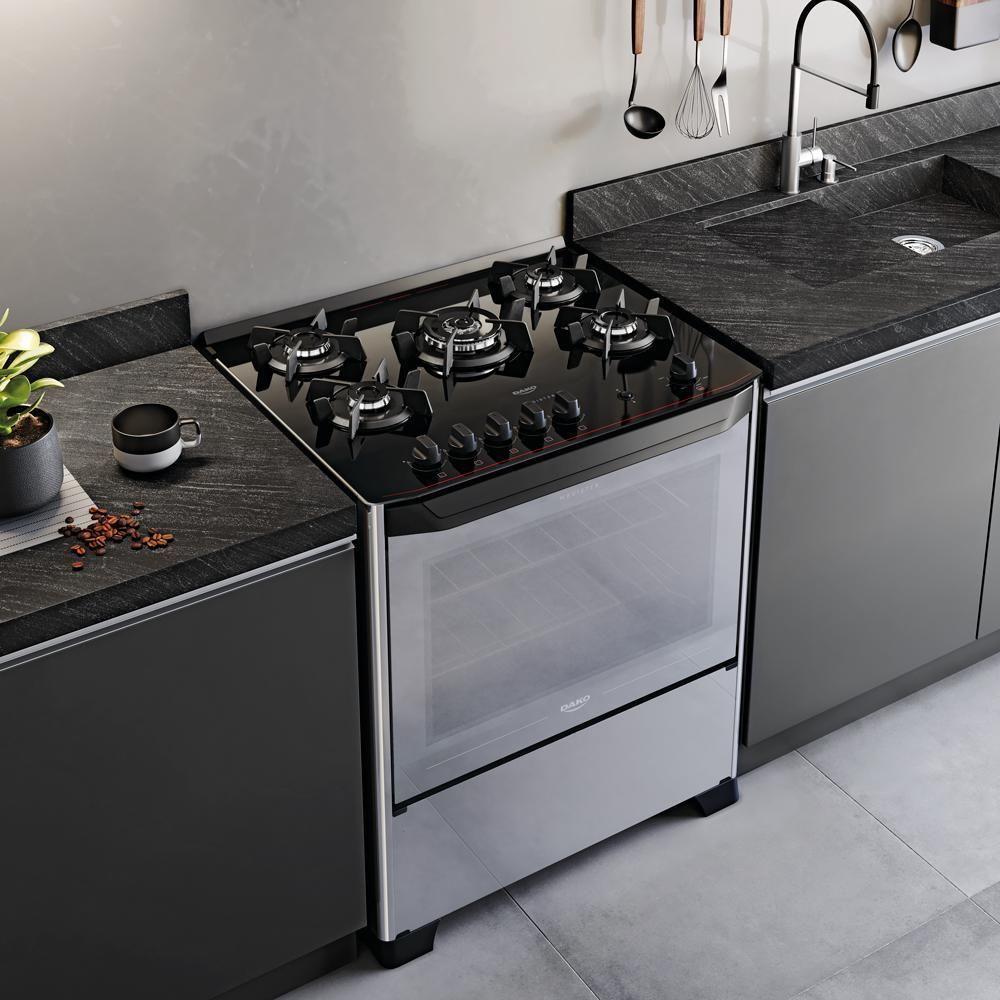 Fogão 5 Bocas Dako Magister Style Mesa de Vidro Preto Bivolt - 2