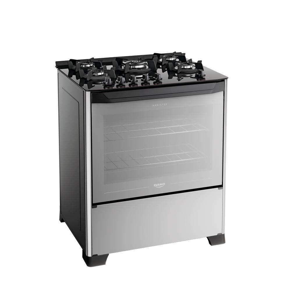 Fogão 5 Bocas Dako Magister Style Mesa de Vidro Preto Bivolt - 5