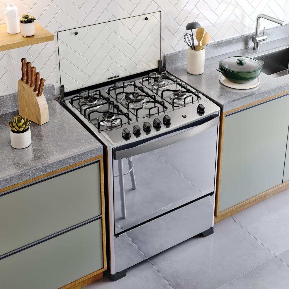 Fogão 5 Bocas Dako Magister Style Espelhado Com Mesa Inox Preto Bivolt - 2