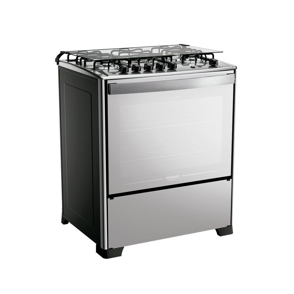 Fogão 5 Bocas Dako Magister Style Espelhado Com Mesa Inox Preto Bivolt - 4