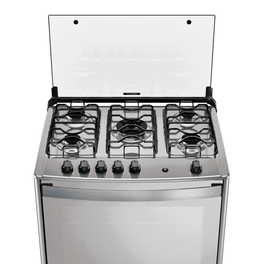 Fogão 5 Bocas Dako Magister Style Espelhado Com Mesa Inox Preto Bivolt - 5